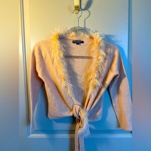 Betsey Johnson peach cashmere wool M feather cardigan sweater Rare new no tags.